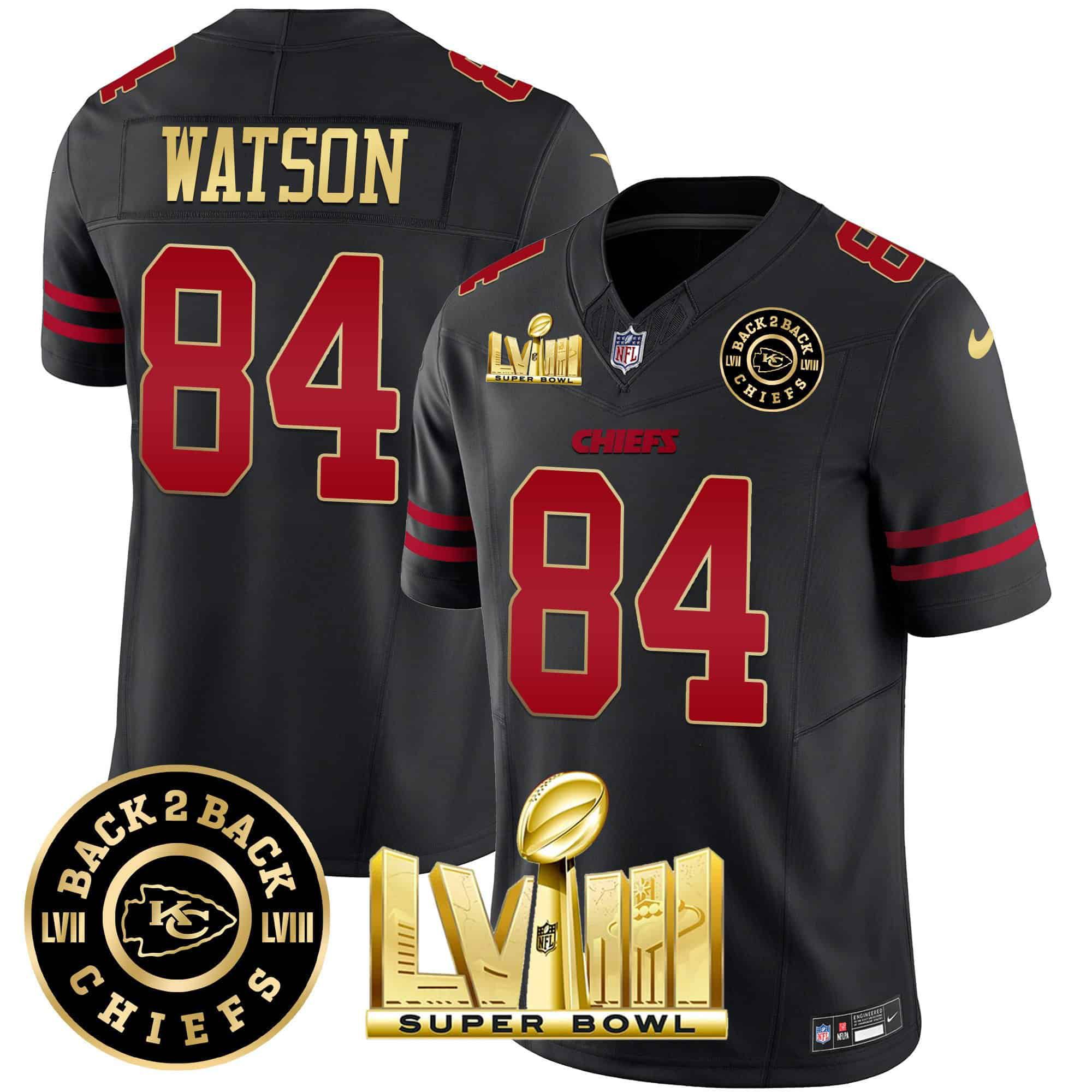 Men Kansas City Chiefs #84 Watson Black 2024 Nike Super Bowl LVIII & Back-2-Back Patch Vapor NFL Jersey style 1->indianapolis colts->NFL Jersey